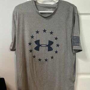 Under Armour Gray Tee with Navy Stars and Stripes